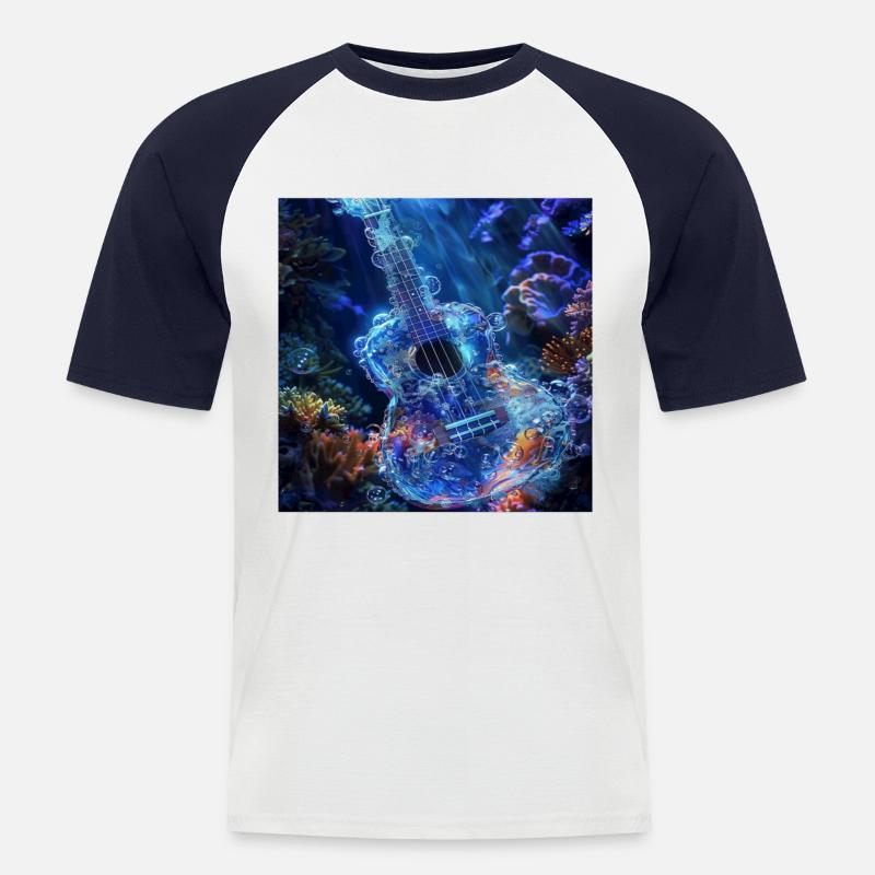 Ukulele - Männer Baseball-T-Shirt - Weiß/Navy