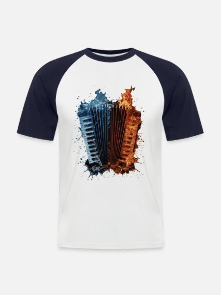 Akkordeon - Männer Baseball-T-Shirt - Weiß/Navy