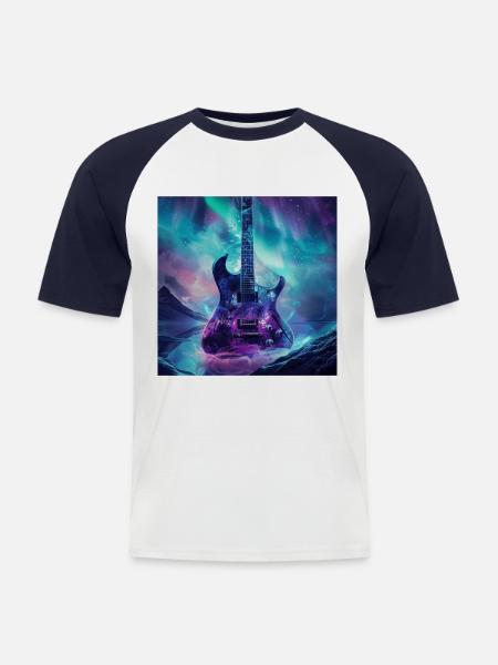 Gitarre - Männer Baseball-T-Shirt - Weiß/Navy