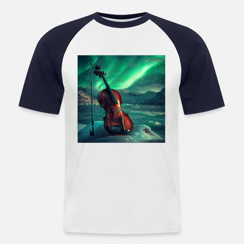 Violine - Männer Baseball-T-Shirt - Weiß/Navy