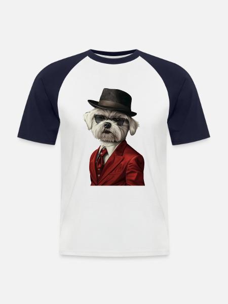 Maltesisch - Männer Baseball-T-Shirt - Weiß/Navy