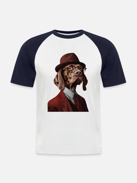 Vizsla - Männer Baseball-T-Shirt - Weiß/Navy