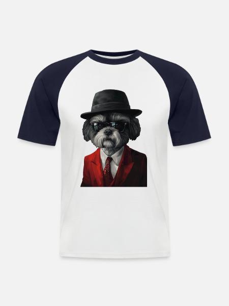Shih Tzu - Männer Baseball-T-Shirt - Weiß/Navy