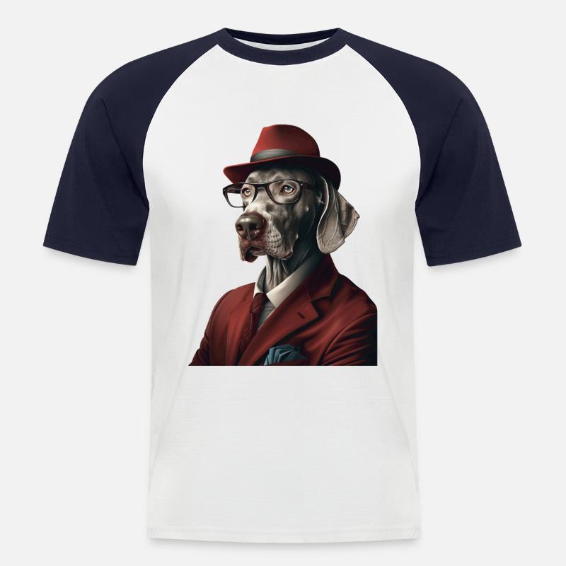 Weimaraner - Männer Baseball-T-Shirt - Weiß/Navy