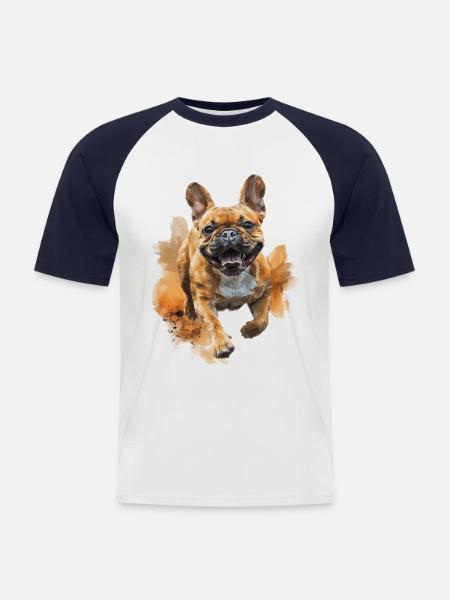 Bulldogge - Männer Baseball-T-Shirt - Weiß/Navy