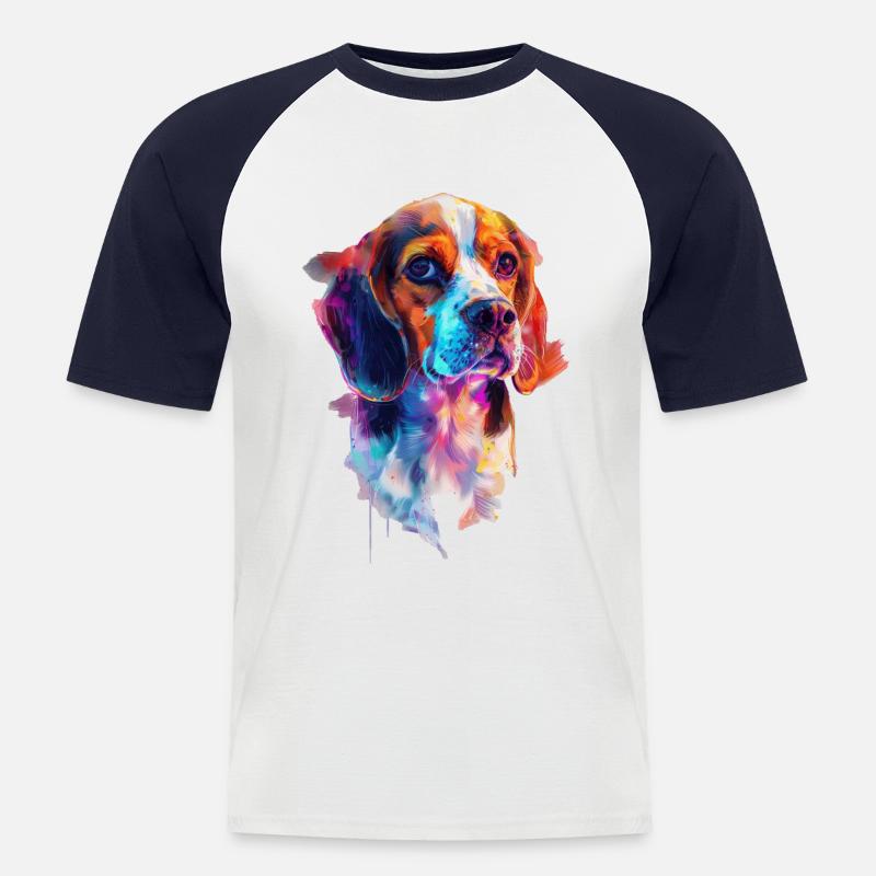 Beagle - Männer Baseball-T-Shirt - Weiß/Navy