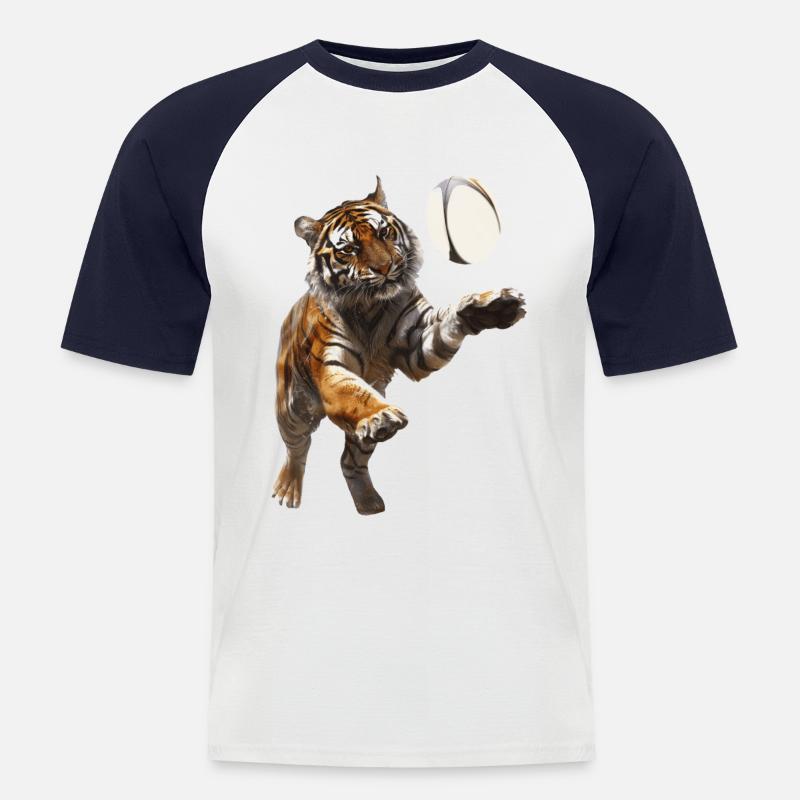Tiger - Männer Baseball-T-Shirt - Weiß/Navy