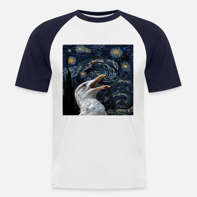 Möwe - Männer Baseball-T-Shirt - Weiß/Navy