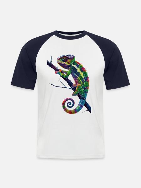 Chamäleon - Männer Baseball-T-Shirt - Weiß/Navy