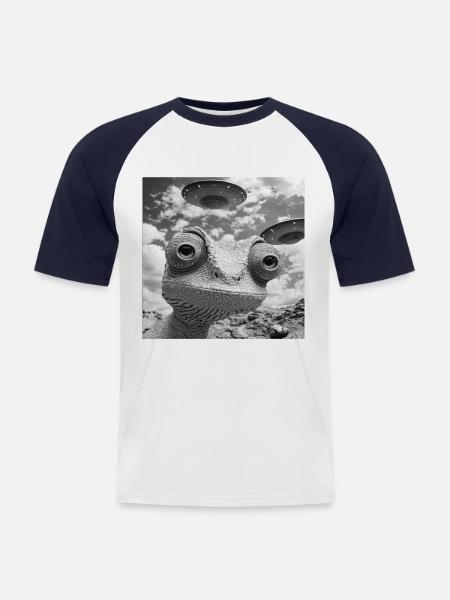 Chamäleon - Männer Baseball-T-Shirt - Weiß/Navy