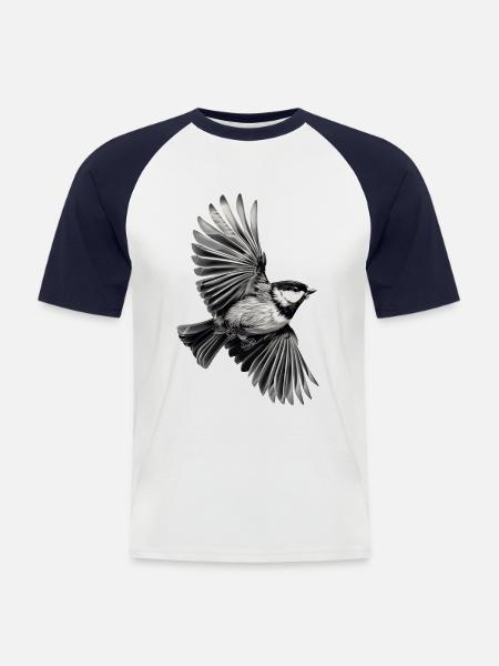 Meise - Männer Baseball-T-Shirt - Weiß/Navy