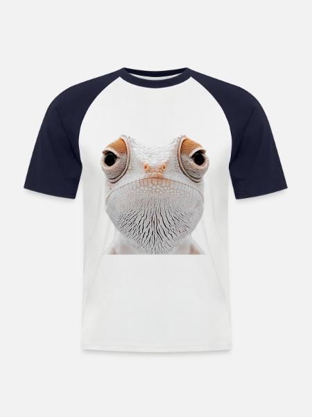 Chamäleon - Männer Baseball-T-Shirt - Weiß/Navy