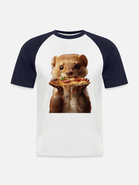 Wiesel - Männer Baseball-T-Shirt - Weiß/Navy