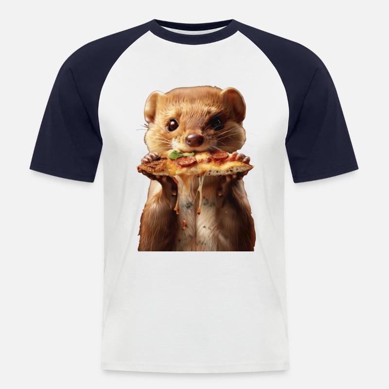 Wiesel - Männer Baseball-T-Shirt - Weiß/Navy