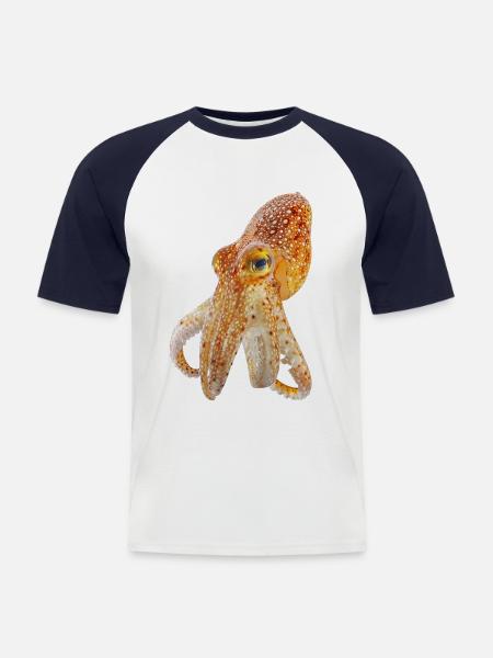 Tintenfisch - Männer Baseball-T-Shirt - Weiß/Navy