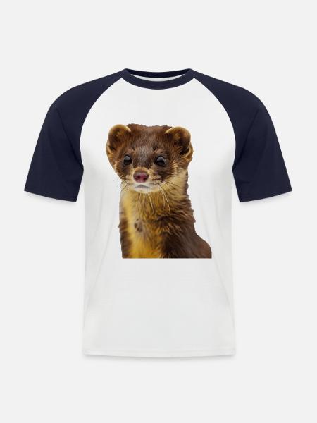 Wiesel - Männer Baseball-T-Shirt - Weiß/Navy