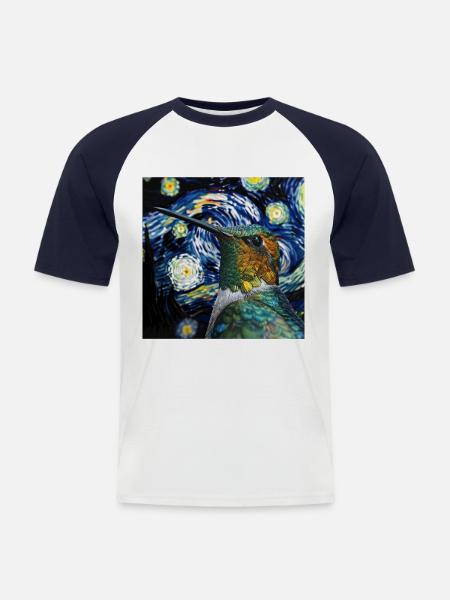 Kolibri - Männer Baseball-T-Shirt - Weiß/Navy