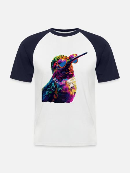 Kolibri - Männer Baseball-T-Shirt - Weiß/Navy