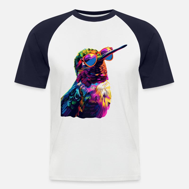 Kolibri - Männer Baseball-T-Shirt - Weiß/Navy