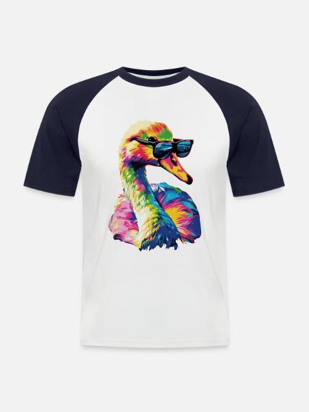 Schwan - Männer Baseball-T-Shirt - Weiß/Navy