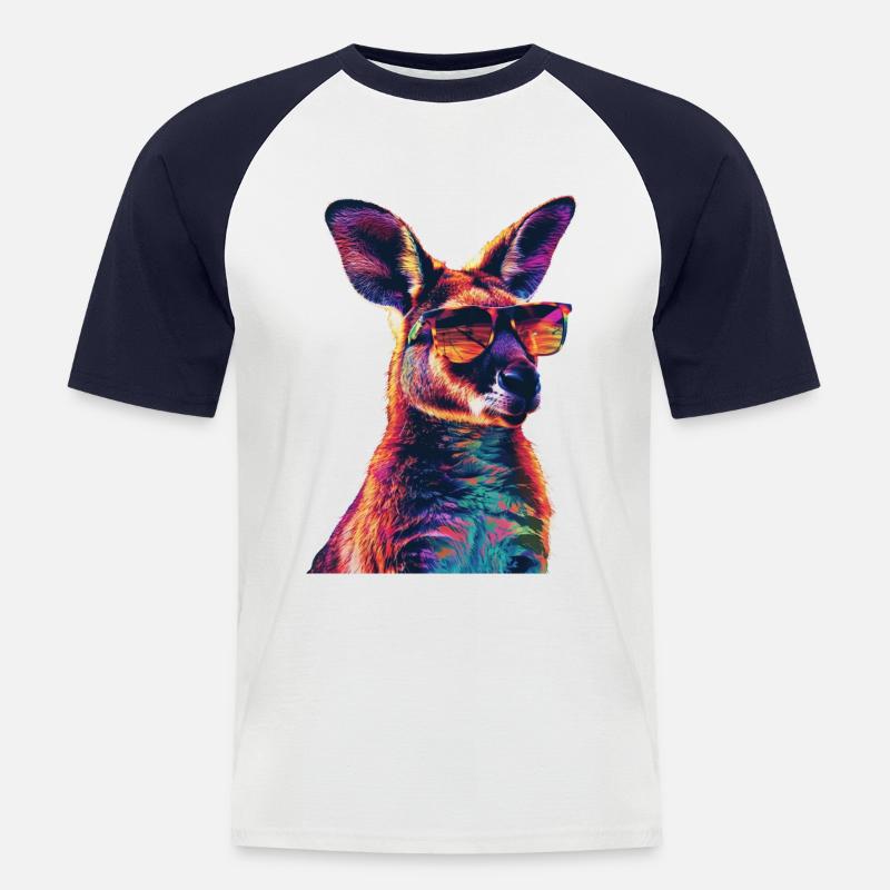 Wallaby - Männer Baseball-T-Shirt - Weiß/Navy