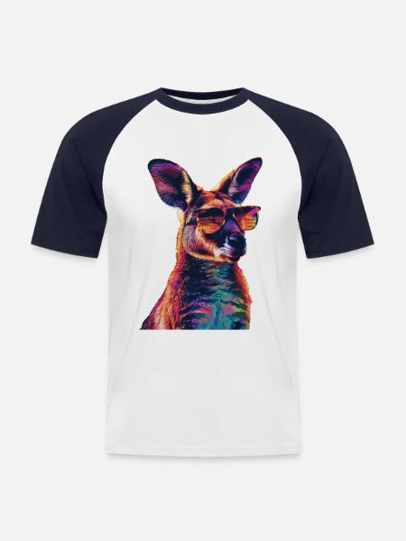 Wallaby - Männer Baseball-T-Shirt - Weiß/Navy
