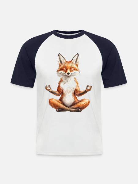 Fuchs - Männer Baseball-T-Shirt - Weiß/Navy