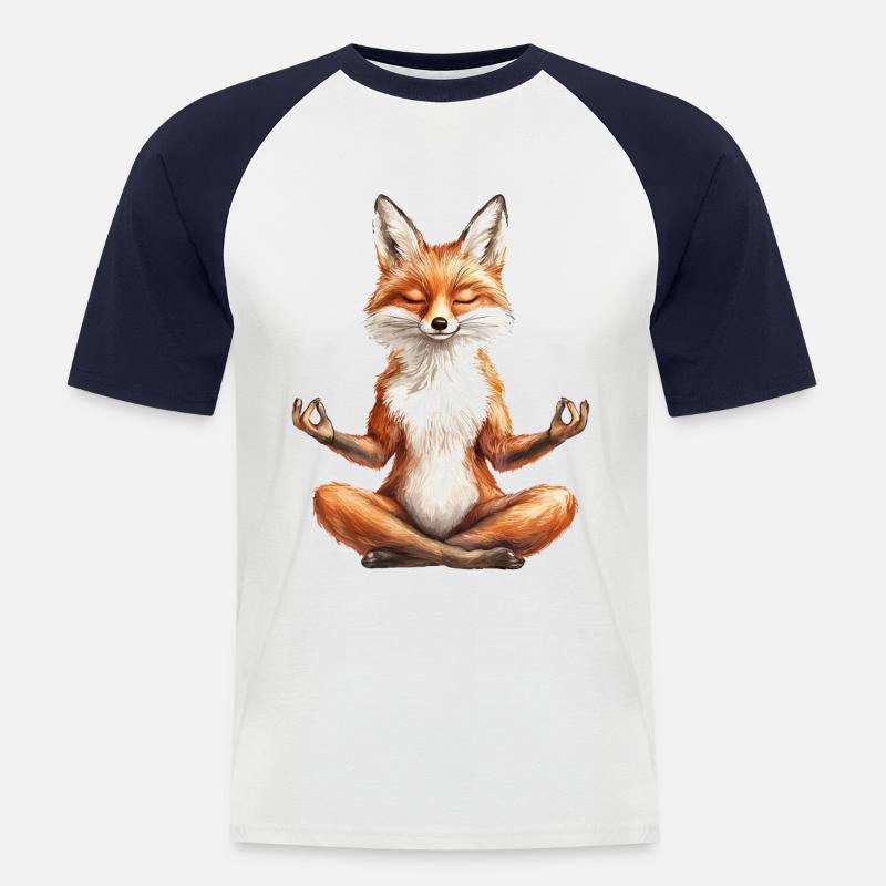 Fuchs - Männer Baseball-T-Shirt - Weiß/Navy