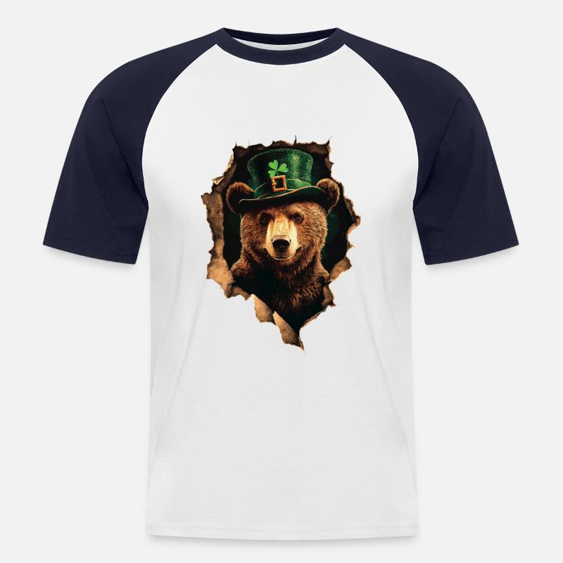 St. Patrick's Bär - Männer Baseball-T-Shirt - Weiß/Navy