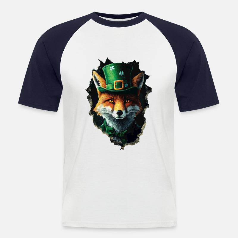St. Patrick Fuchs - Männer Baseball-T-Shirt - Weiß/Navy