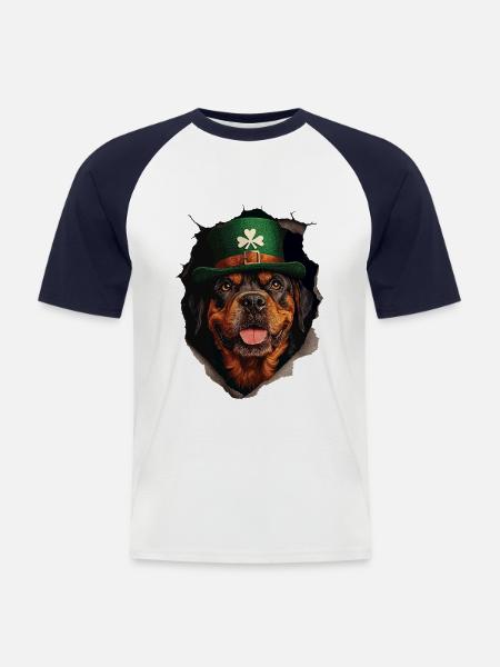 St. Patrick Hund - Männer Baseball-T-Shirt - Weiß/Navy