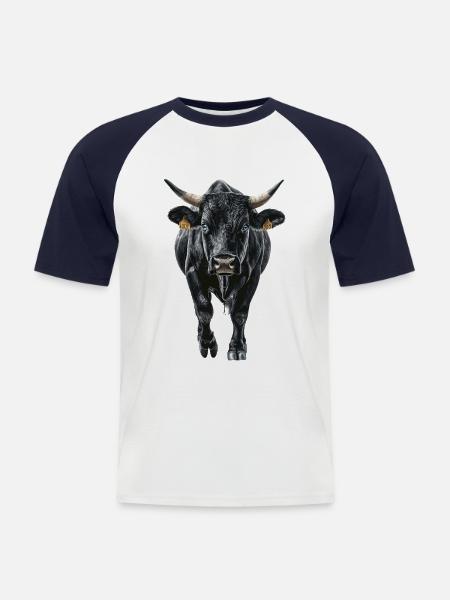 Kuh - Männer Baseball-T-Shirt - Weiß/Navy