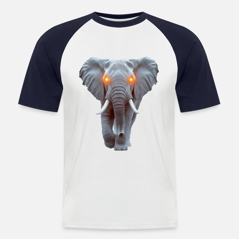 Elefant - Männer Baseball-T-Shirt - Weiß/Navy