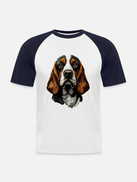 Basset - Männer Baseball-T-Shirt - Weiß/Navy