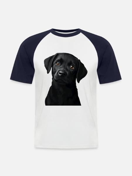 Schwarzer Labrador - Männer Baseball-T-Shirt - Weiß/Navy
