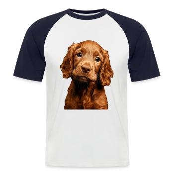 Irish Setter - Männer Baseball-T-Shirt - Weiß/Navy - Vorne - Nik (191cm)