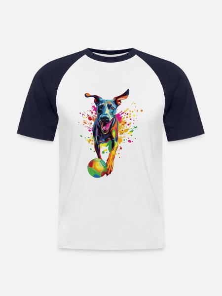 Windhund - Männer Baseball-T-Shirt - Weiß/Navy