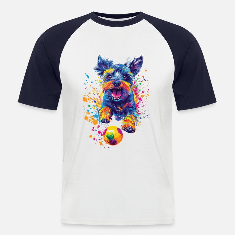 Zwergschnauzer - Männer Baseball-T-Shirt - Weiß/Navy
