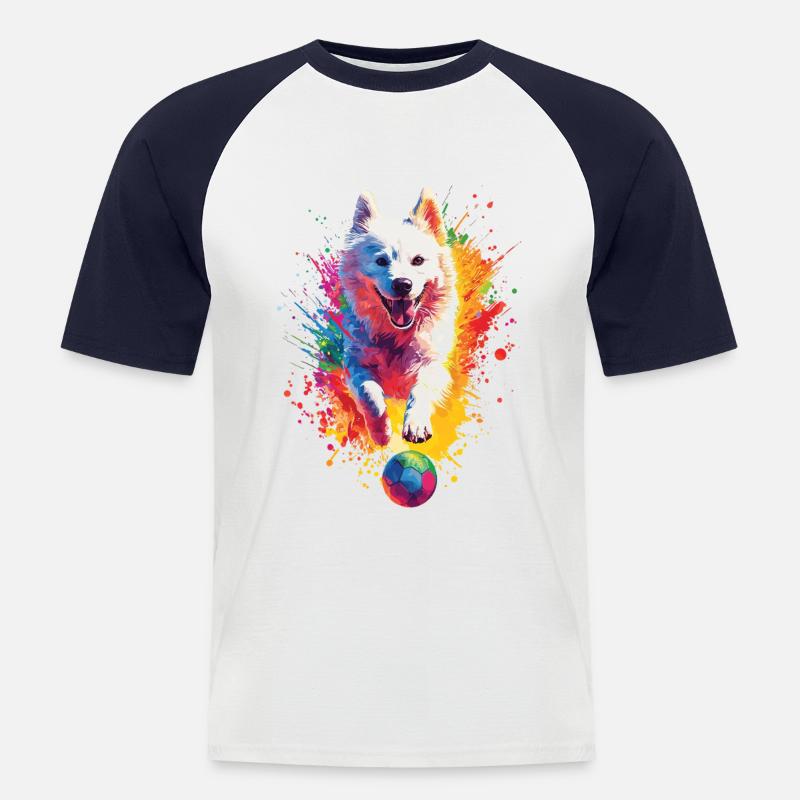 Samojede - Männer Baseball-T-Shirt - Weiß/Navy