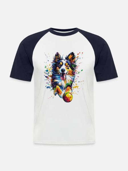 Shetland Sheepdog - Männer Baseball-T-Shirt - Weiß/Navy