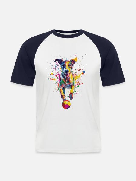 Whippet - Männer Baseball-T-Shirt - Weiß/Navy