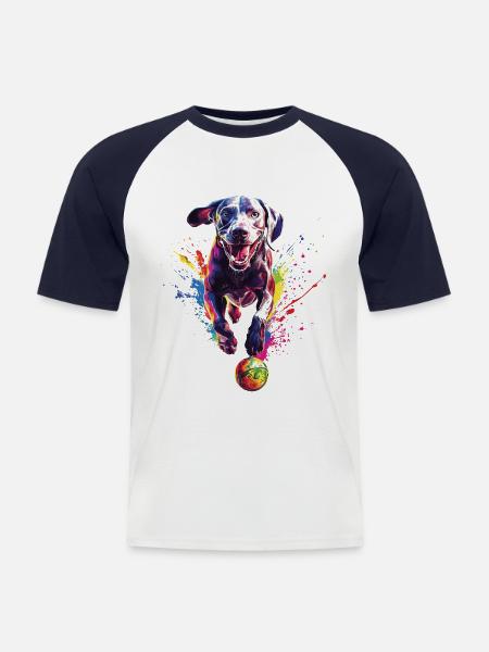 Weimaraner - Männer Baseball-T-Shirt - Weiß/Navy