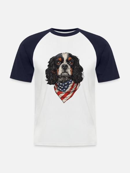 Cavalier King Charles - Männer Baseball-T-Shirt - Weiß/Navy