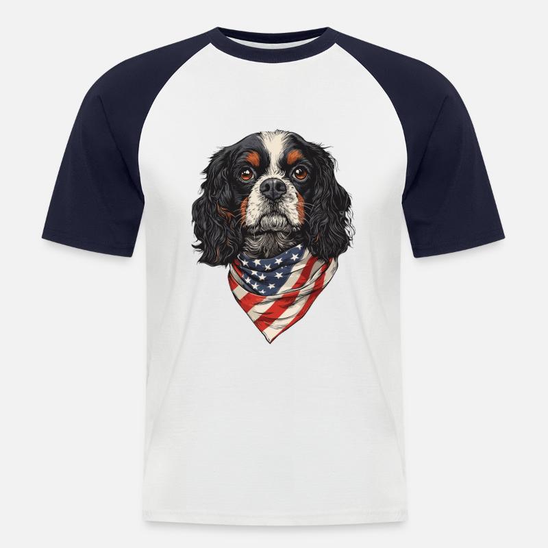 Cavalier King Charles - Männer Baseball-T-Shirt - Weiß/Navy