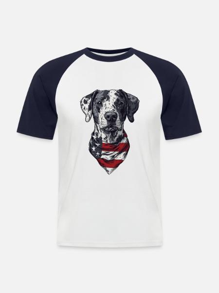 Dalmatiner - Männer Baseball-T-Shirt - Weiß/Navy