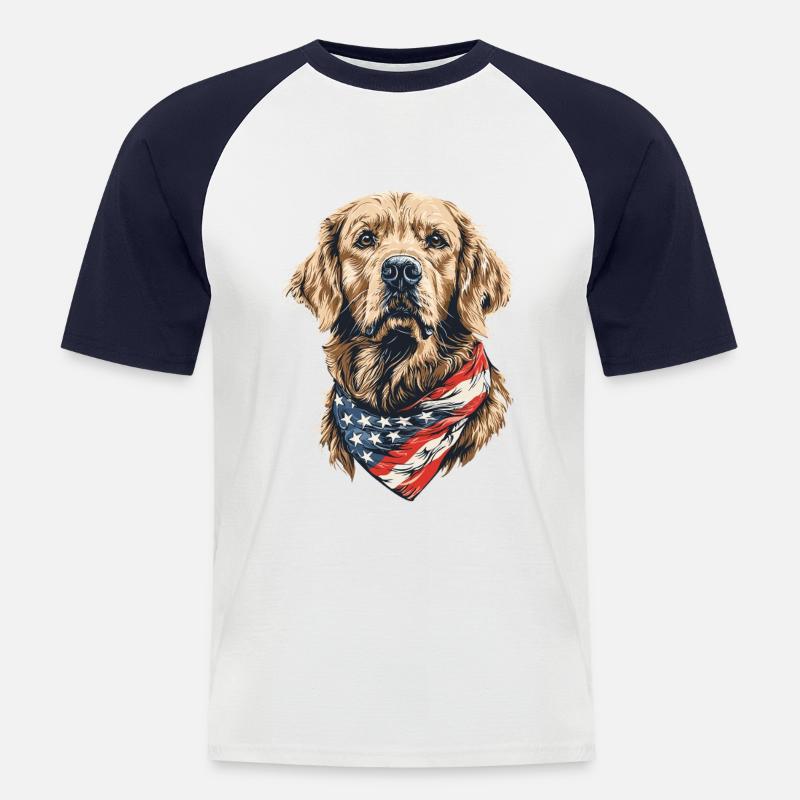 Golden Retriever - Männer Baseball-T-Shirt - Weiß/Navy