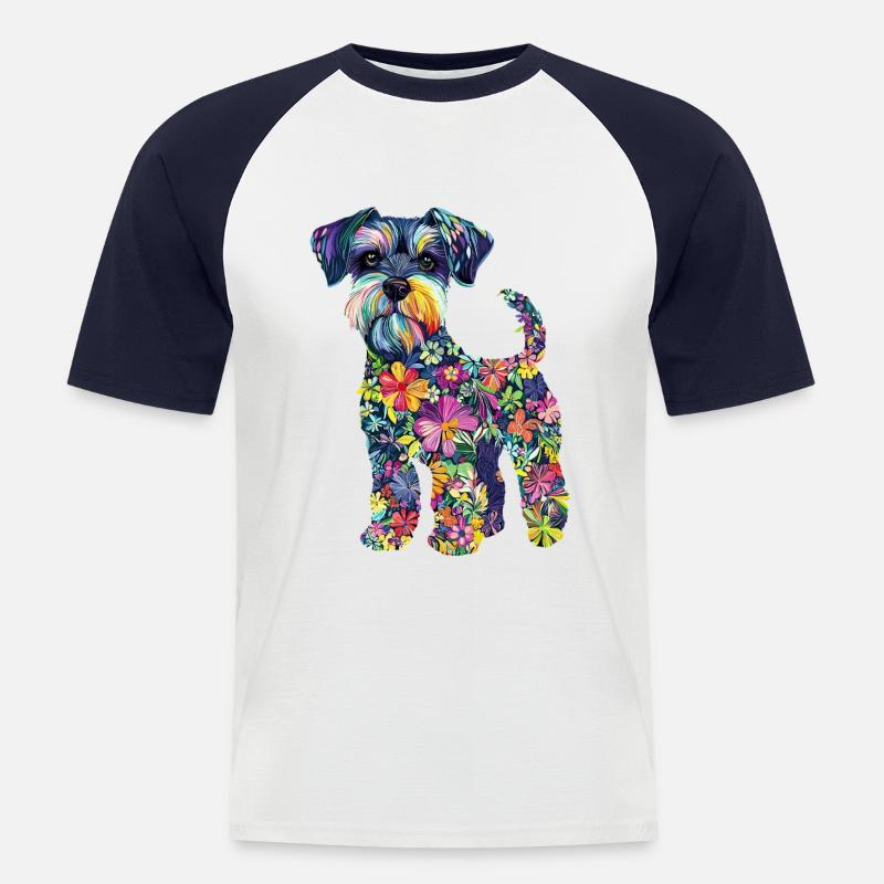 Zwergschnauzer - Männer Baseball-T-Shirt - Weiß/Navy