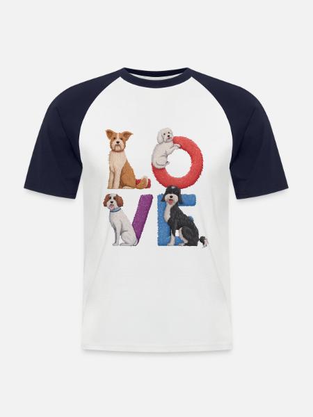 Liebe Hunde - Männer Baseball-T-Shirt - Weiß/Navy