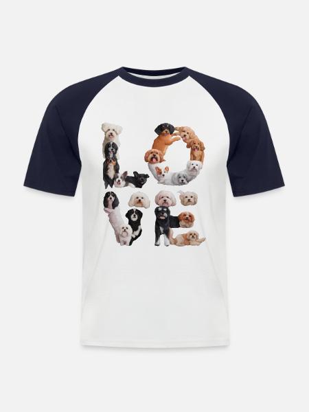 Liebe Hunde - Männer Baseball-T-Shirt - Weiß/Navy