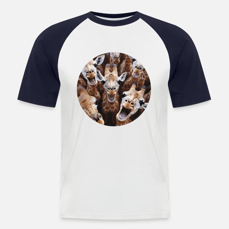 Giraffe - Männer Baseball-T-Shirt - Weiß/Navy